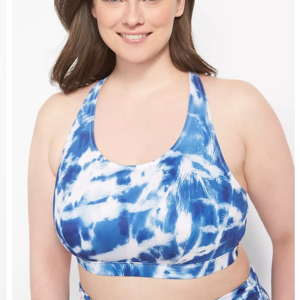 Plus Size 32 Women's Lane Bryant Swimsuit Top Blue wireless tie dye 5x/6x 🏊‍♂️